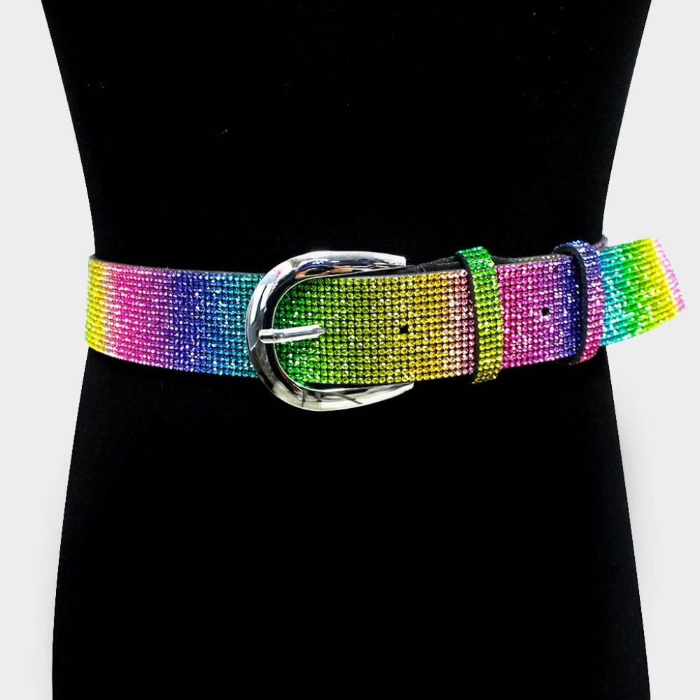 Shimmery Rainbow Cord Chain Closure Belt